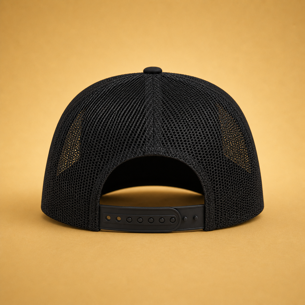 Black LKS Built in the Community trucker hat — back view