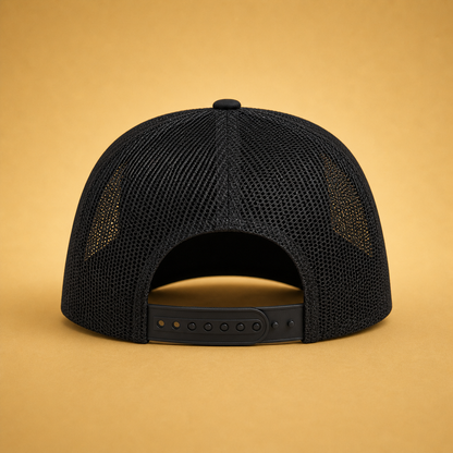 Black LKS Built in the Community trucker hat — back view