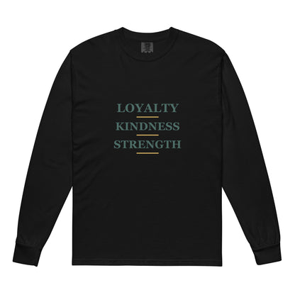 Black LKS Loyalty Kindness Strength Heavyweight Long Sleeve — front view