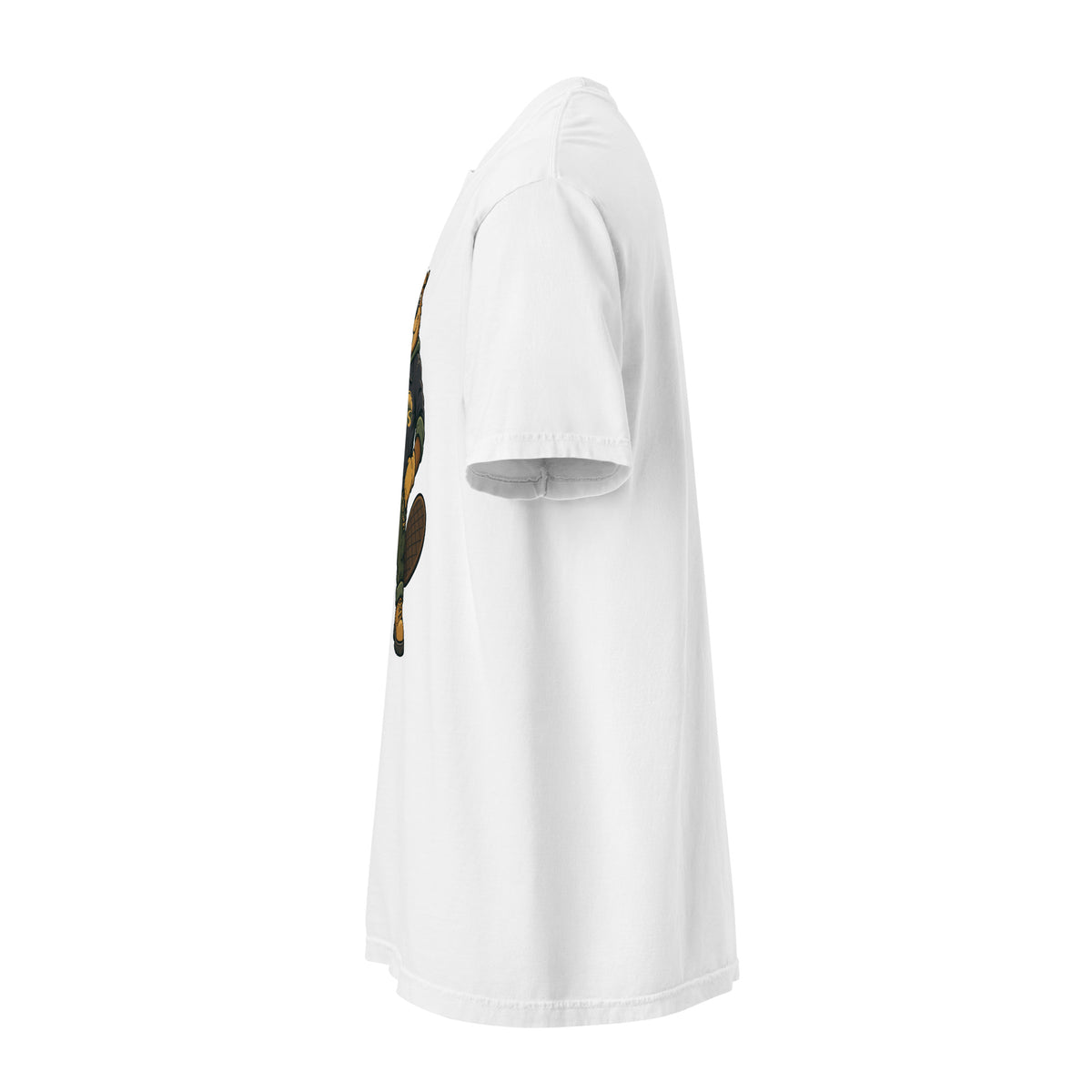 White LKS Beaver Built to Grow heavyweight tee — left-side view