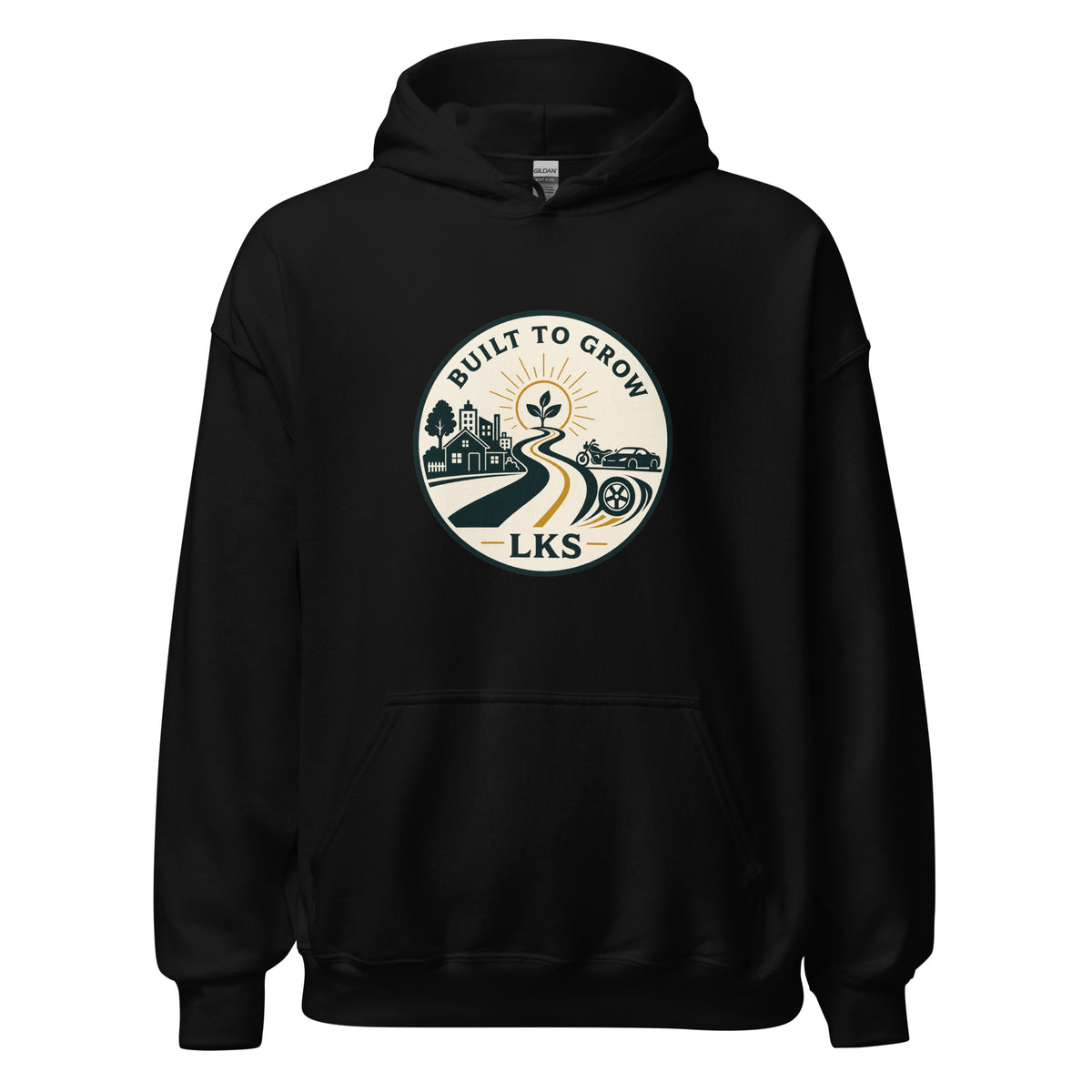 Black Built in the Community Hoodie — front view